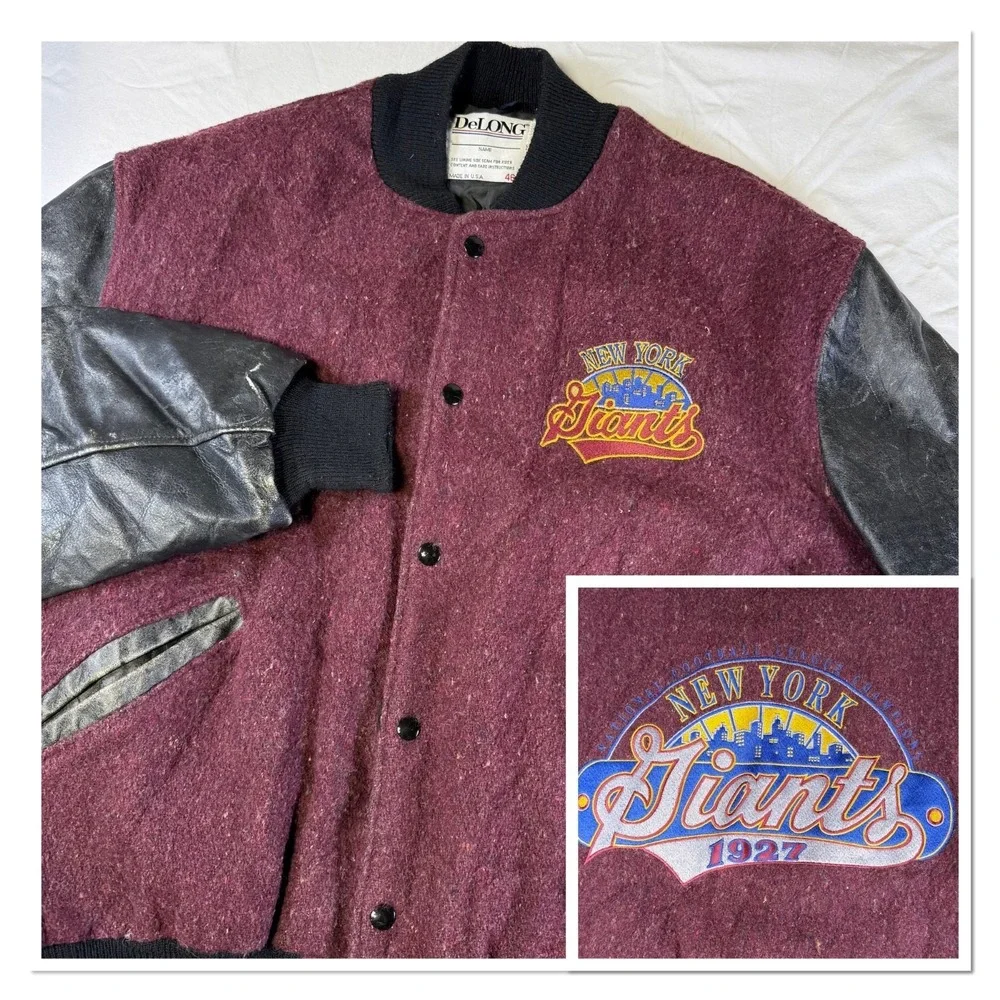 Vintage (90's) DeLong New York Giants Varsity Jacket Men's Size 46 (XL) USA Made